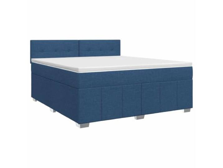 KTHLBRH Boxspringbett mit Matratze blau 140 x 200 cm Stoff Modernes Design, verstellbares Kopfteil 78-88 cm, Taschenfedern, waschbare Bezüge, Kunststoffbeine, Verwendung im