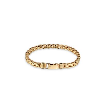 Armkette KUZZOI "Armband Box Chain 925 Sterling Silber" Gr. 19, gold, Armbänder, Herren, Silber 925 (Sterlingsilber), Armkette