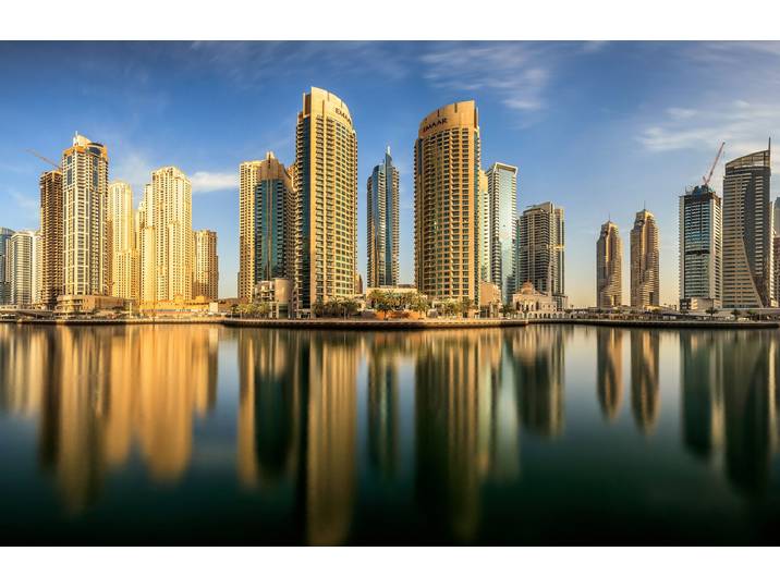 Fototapete PAPERMOON Photo-Art MOHAMMED SHAMAA, PANORAMA-DUBAI-MARINA , bunt, B:1,5m L:1,11m, Vlies, Tapeten, Fototapete