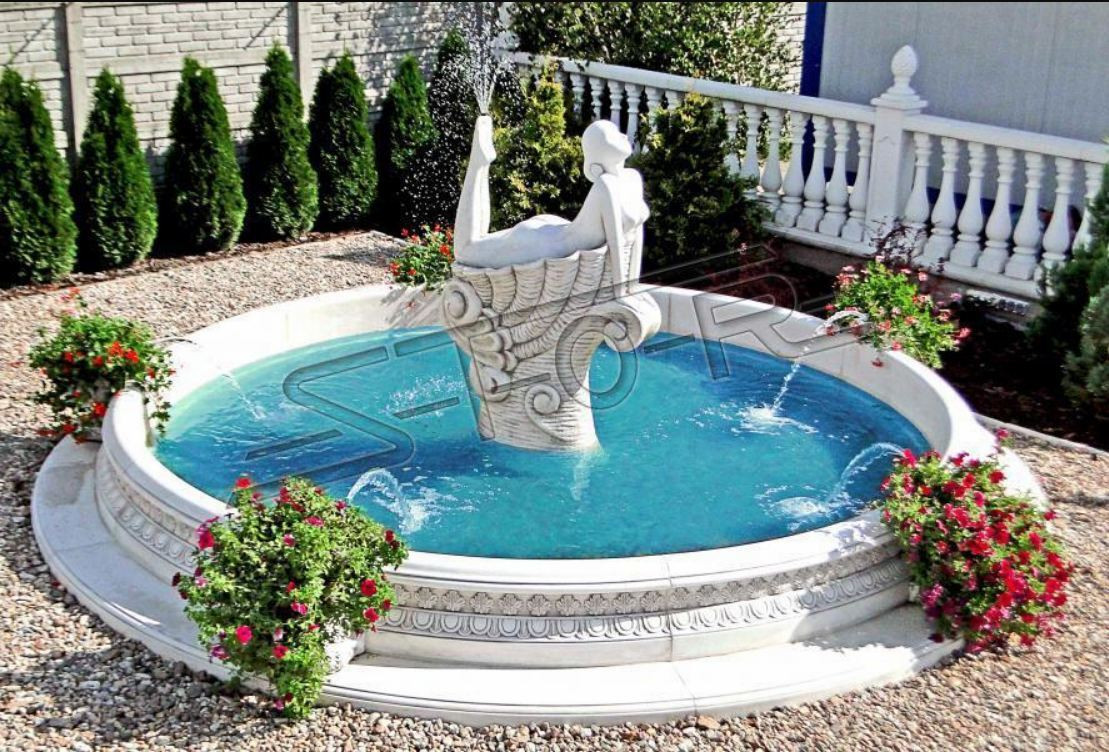 Fontaine Tuinbeeld voor vijver, Menselijk figuur van steengiet, 192 cm