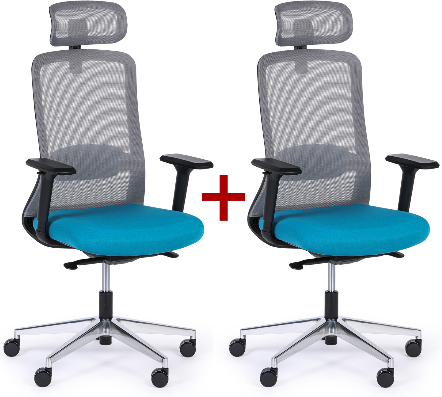 B2B Partner Bürostuhl JILL 1+1 GRATIS, blau/grau