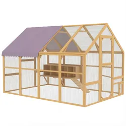 PawHut Hühnerstall 5,2 m2 ca. 2,8 x 1,8 x 1,9 m Freilaufgehege Holz mit Freilauf Tür