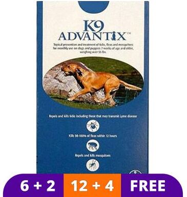K9 Advantix Extra Large Dogs Over 55 Lbs (Blue) 6 Doses + 2 Free