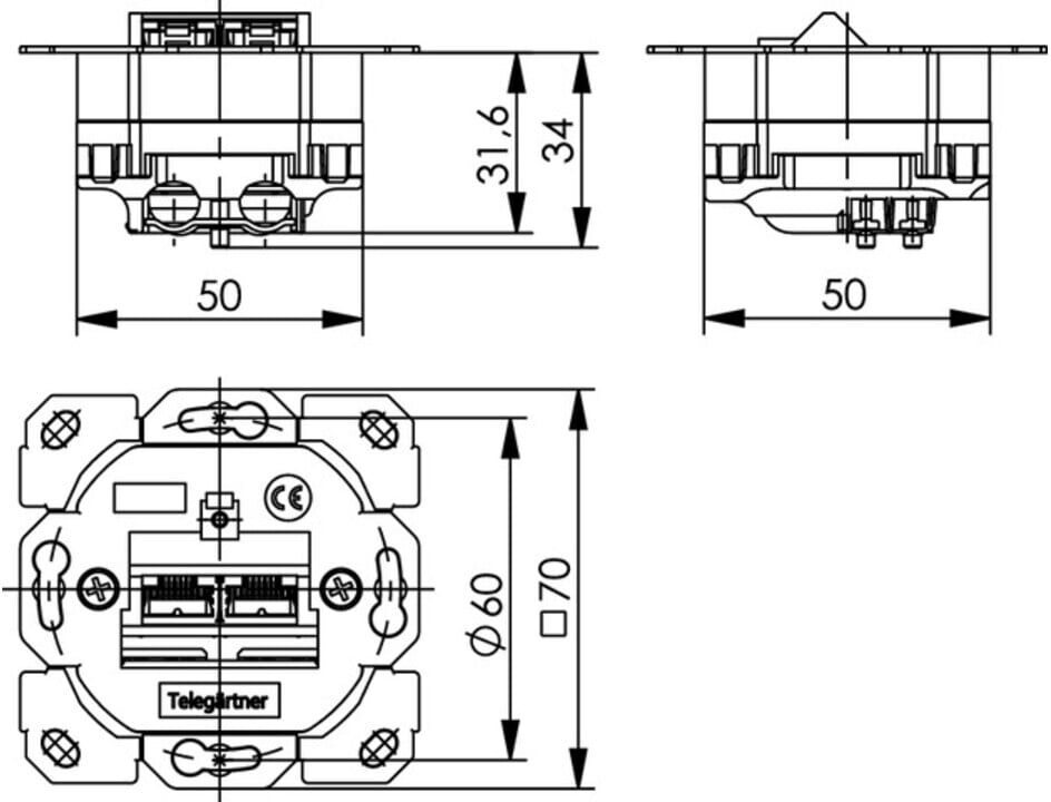 Telegärtner Anschlussdose AMJ45 8/8Klasse E 100022944)