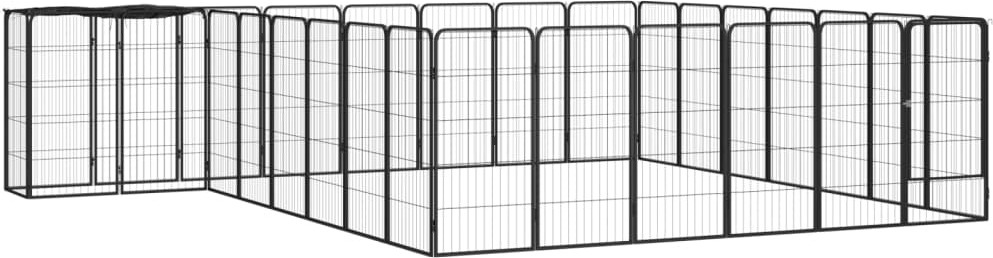 30-tlg. Hundelaufstall Schwarz 50x100cm Stahl Pulverbeschichtet