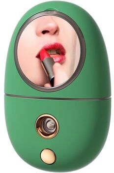 Inspired Deals Portable Nano Facial Mister Makeup Mirror USB Rechargeable Facial Mist Spray For Hydrated Glowing Skin green