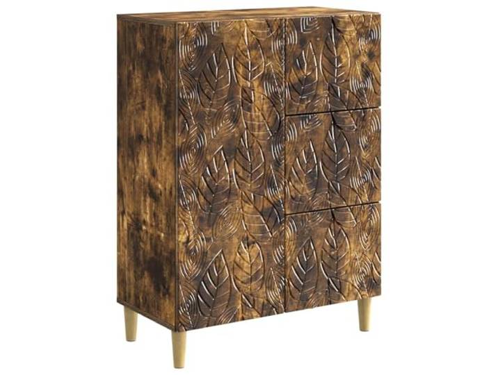 PUGYNBK Sideboard Eiche rauchig, 66 x 34,5 x 90 cm Holztechnik, Eukalyptus-Beine, Vintage-Stil, Türen 90°, funktionale Regale