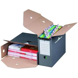 VEPATIM 10x Archivbox für Hängemappen 330x120x265mm wiederverschließbar anthrazit