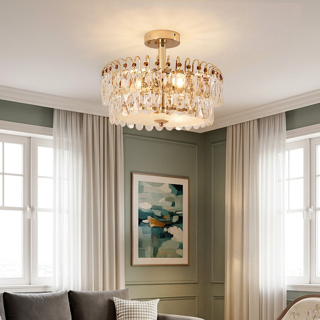 Fairmont Park Crystal Semi Flush Mount Gold 26.5cm H X 38.5cm W X 38.5cm D