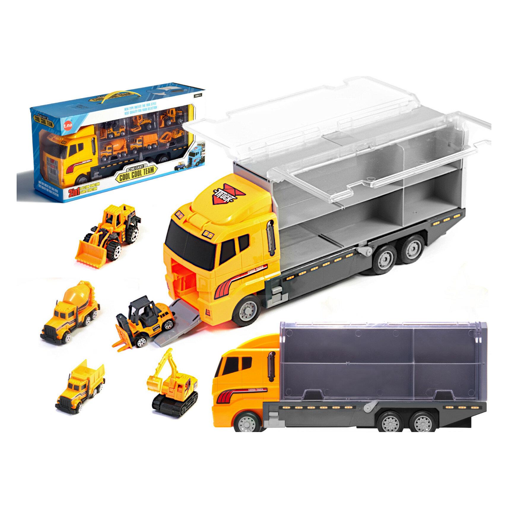 Ikonka Transporter TIR-Werfer + Metallwagen Baumaschinen (KX6681_3)