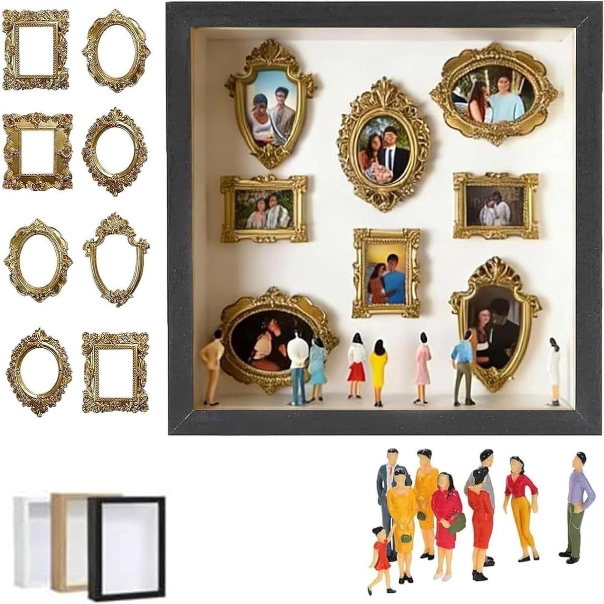 Mini Museum Silhouette Box Zwart - Gepersonaliseerde Shadow Box Knutselpakket voor Herinneringen - 25 cm