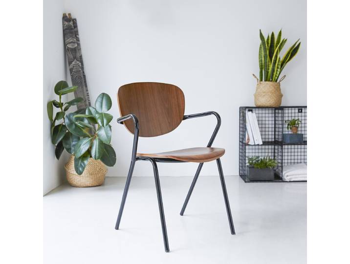 Stuhl aus Nussbaum und Metall - Braun - Walnut