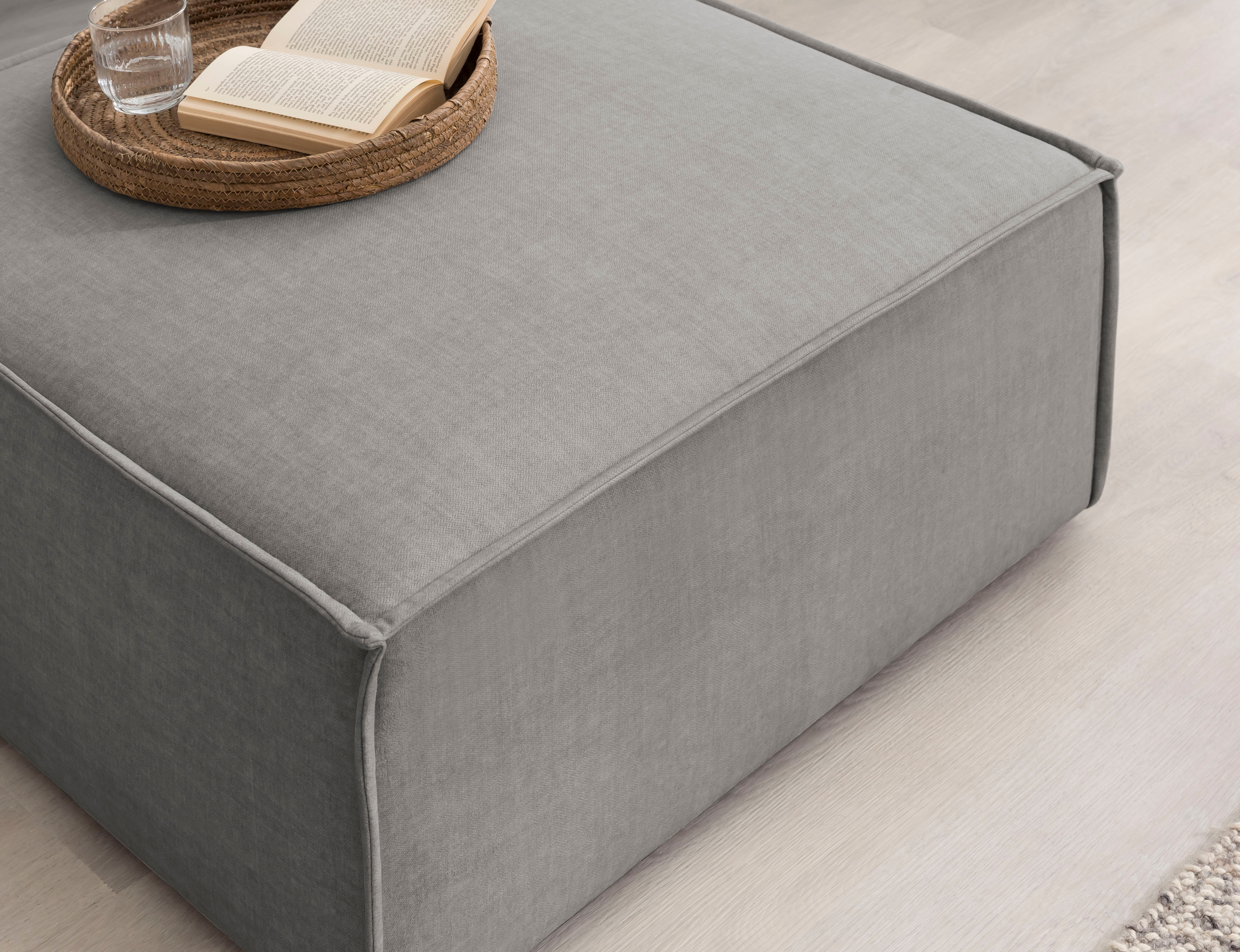 Hocker OTTO HOME "SHERWOOD Samtvelours Polsterhocker", grau, B:102cm H:42cm T:69cm, 100% Polyester, Hocker, Hocker, passend zur Polster-Serie SHERWOOD