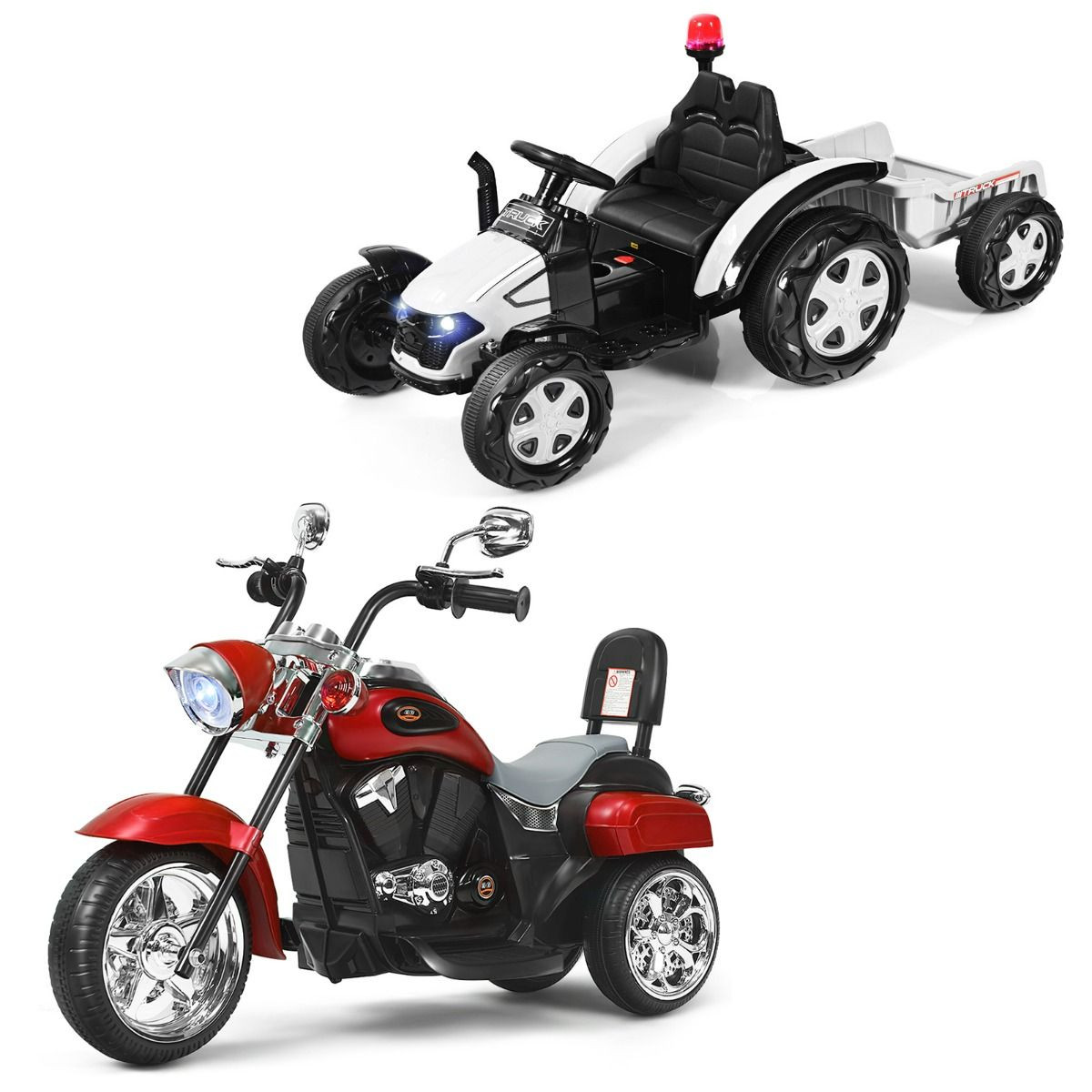 Costway Elektrische Motorfiets en Tractor voor Kinderen met Batterij