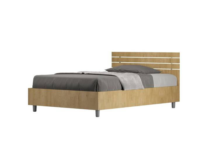 Lit coffre 120x190 tête de lit droite effet bois chêne nature