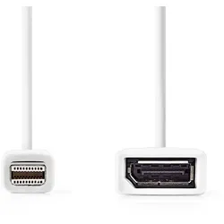Nedis Mini Displayport-Kabel - DisplayPort 1.2 - Mini DisplayPort Stecker - DisplayPort Buchse - 21.6 Gbps - Vernickelt - 0.20 m - Rund - PVC - Weiss - Box