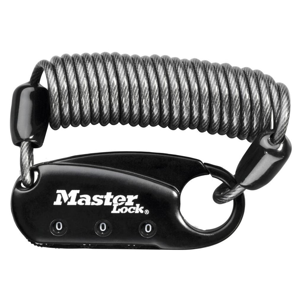 Master Lock Karabiner-Spiralschloss Schwarz 3 Ziffern 90cm Kabel (171766)
