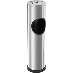 Böttcher-AG Aschenbecher silber, Outdoor, 2in1, Aschenbecher & Mülleimer aus Edelstahl, 15 x 57 cm, 10 L