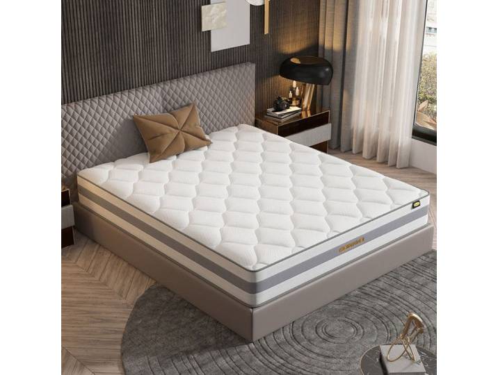 HOMAVO Matelas Hybride 140x200x25cm Ressorts ensachés H3 H4 Réversible 7 Zones Soutien Confort Santé du Dos Certifié OEKO