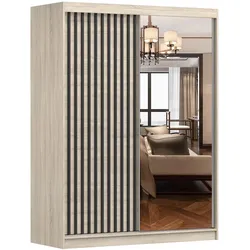 SCHWEBETÜRENSCHRANK Lami S Sonoma/Sonoma + Spiegel ohne LED- Beleuchtung 150 cm