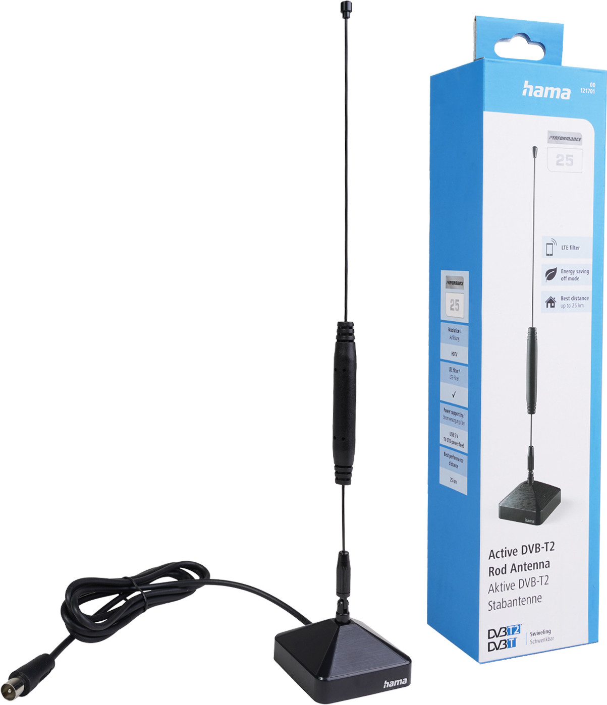 Hama DVB-T2 Stabiele actieve antenne, zwart