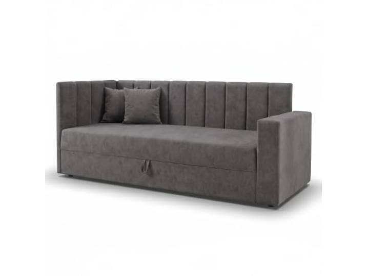 bonni24 Sovaro PRO Polsterbett mit Bettkasten und PUR-Schaummatratze, Einzelbett aus Veloursstoff mit Rückenlehne und Armlehne, 80 x 200 cm, Graphit