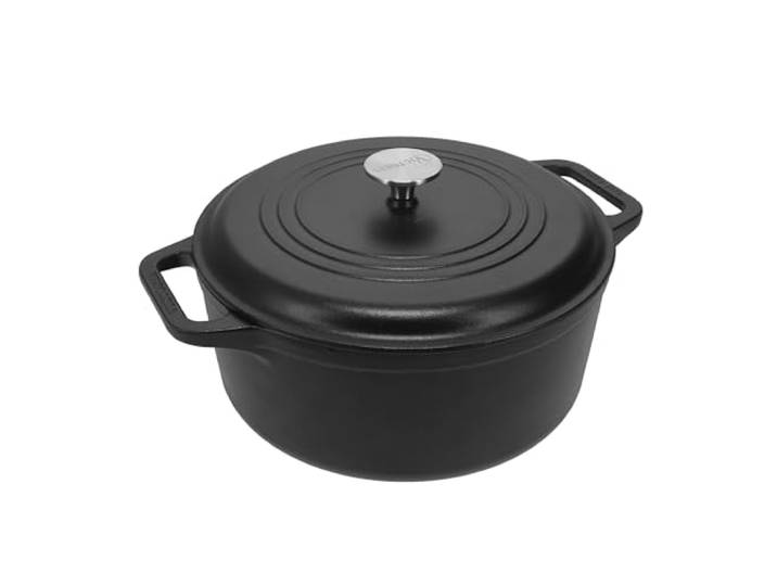 Victoria Cocotte Induction Fonte Émaillée 25cm\, Dutch Oven 3\,8L\, Four Hollandais Sans PTFE et PFOA\, Convient pour Feu\, Barbecue\, Four\, Vitrocéramique\, Gaz