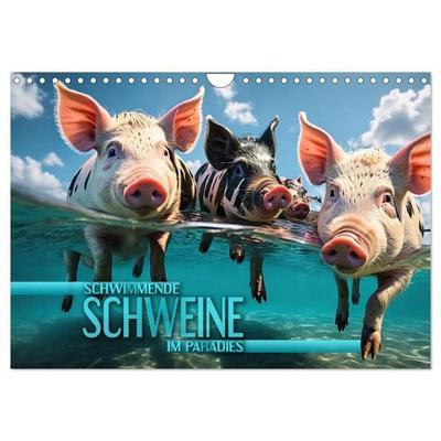 Schwimmende Schweine im Paradies (Wandkalender 2027 DIN A4 quer), CALVENDO Monatskalender