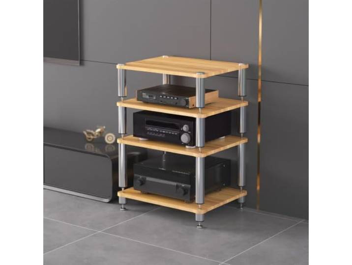 ZSCNYHMT Audio Rack, Stereo-Schrank Mit Edelstahlrahmen Und Ablagen Mehrschichtige regale, verstärkeraufbewahrung, player-organisation, stabiles design, für audio innenräume(D2,4-tier)
