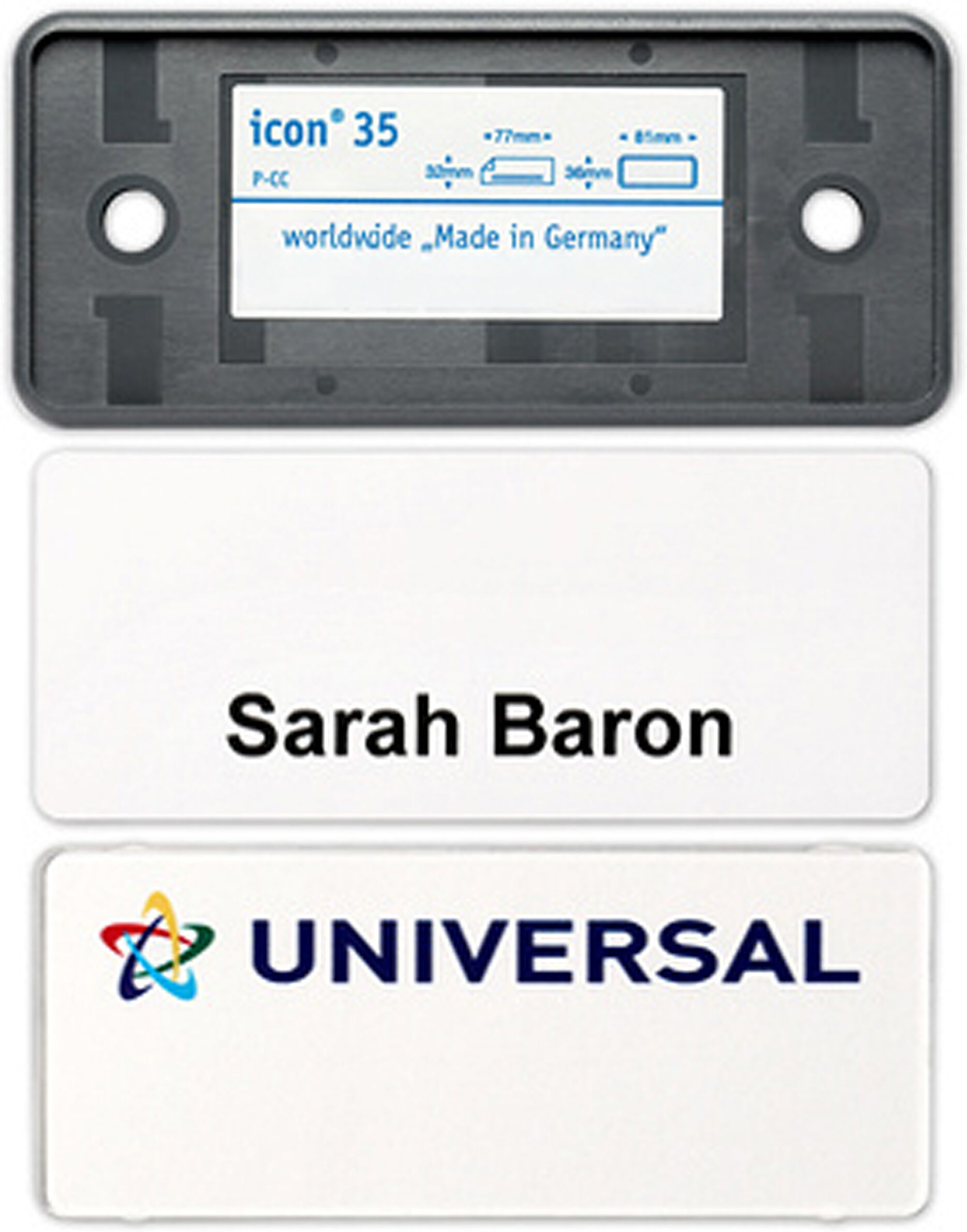 SPRINTIS 10 Unités - Badge nominatif Icon&reg; « Quick Print » smag&reg; aimant   anthracite, plastique