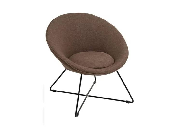 DRW Runder Sessel aus Stoff und Metall in Braun und Schwarz