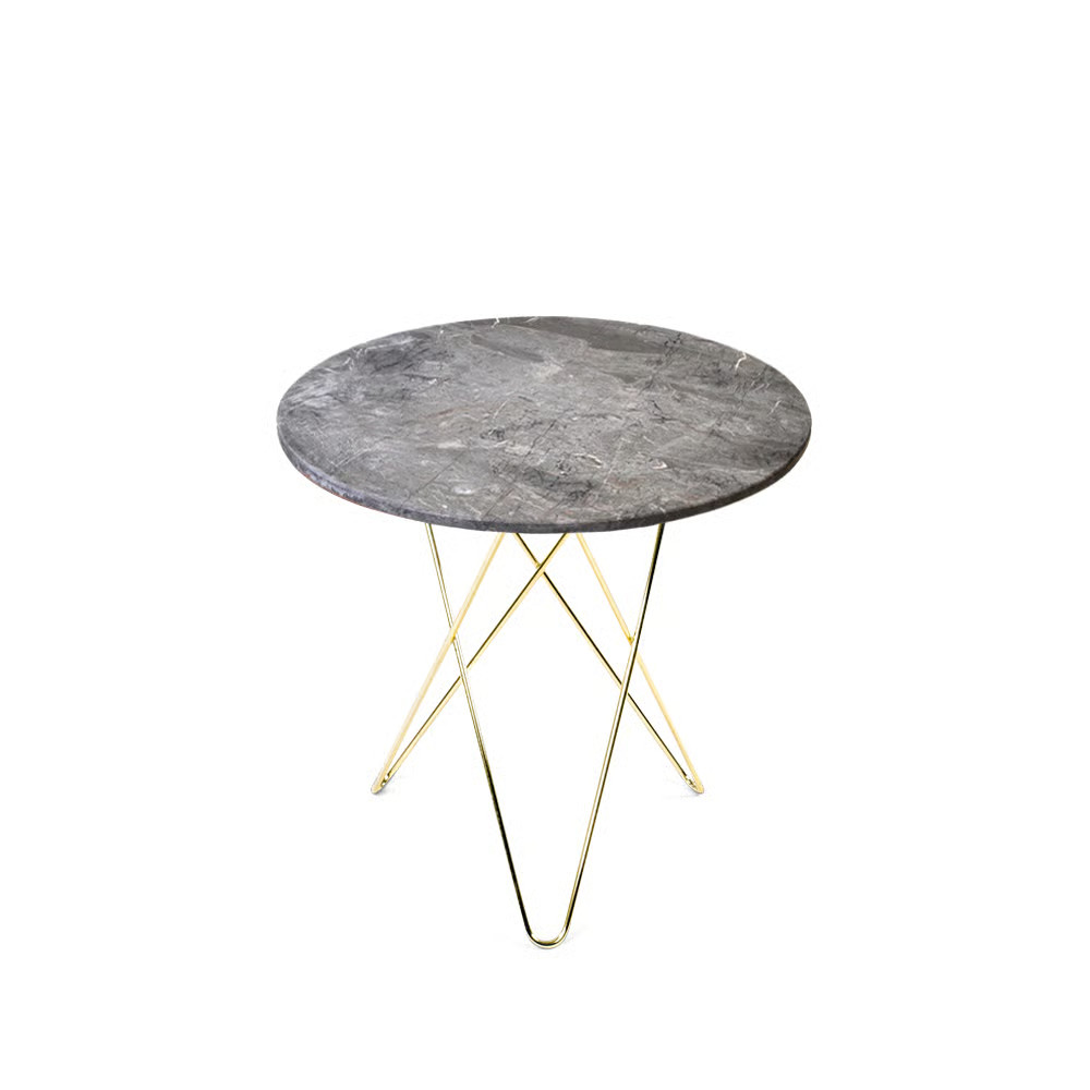 OX Denmarq Tall Mini O Table salontafel grijs marmer met messing onderstel
