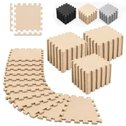 Relaxdays Bodenschutzmatte Fitness Set 30x30 cm Beige
