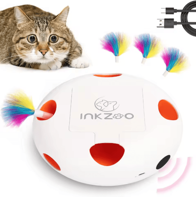 Inspire Picks INKZOO Interactive Cat Toy Smart Automatic 7 Hole Whack A Mole Mouse Toy white