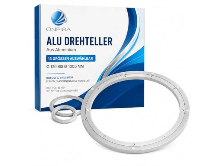 ALU Drehteller aus Aluminium – 13 Größen auswählbar Ø120 bis Ø1000 mm – Robuster Drehteller für vielseitige Anwendungen, Drehplatte für DIY, Maschinenbau, Werkstatt (Aussendurchmesser: 800mm;)