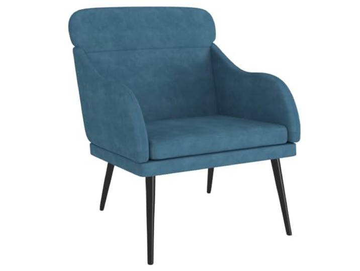 GHVBNMF Sessel Samt Blau 63x76x80 cm Relaxsessel Polstersessel Bequemer Polstersessel aus Samt mit schräger Rückenlehne und Metallgestell, ideal für Wohnzimmer und Schlafzimmer.