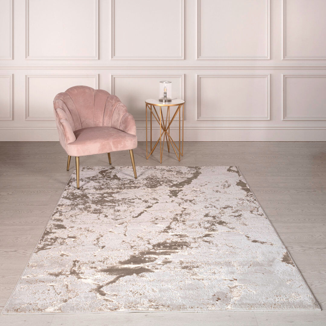 Mercury Aurora AU16 Strata Metallic Beige Area Rug Cream;Bronze Rectangle 200 x 290cm