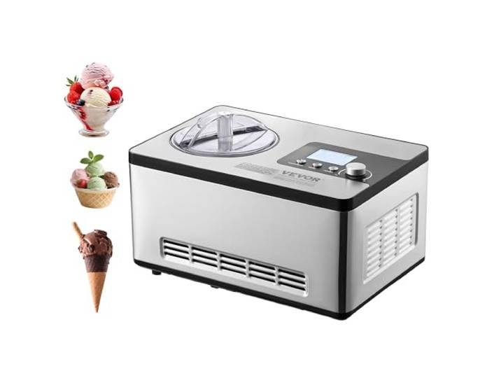 VEVOR Sorbetière Automatique Turbine à Glace Professionnelle 2 L 180 W Machine à Glace Électrique Écran LCD Préparation Rapide sans Pré-congélation pour Faire des Sorbets Yaourts Crème Glacée Gelato