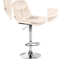 Proregal CHEFGASTRO Barhocker JAVA Samt Chrom HxBxT 94x46x54cm Samt Creme Barstuhl
