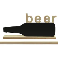 Decoris Kreidetafel Bierflasche 30x14cm Holzständer Aufsteller zum Beschriften schwarz