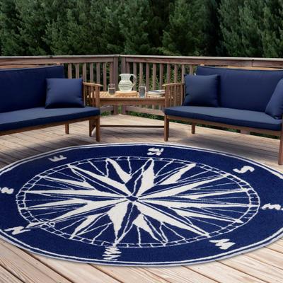 Lush Decor Frontporch Compass Indoor/Outdoor Rug - 3' Round