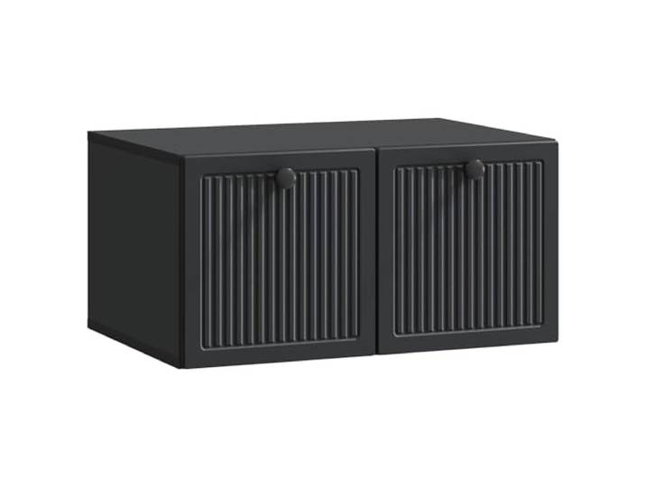 Favemtsl Wandmontierter TV-Schrank Schwarz Lowboard 59,5 x 41 x 30 cm Kompaktes Wandboard aus Holzwerkstoff für Schlafzimmer und Wohnraum mit zwei Schwenktüren für ordentliche Aufbewahrung.