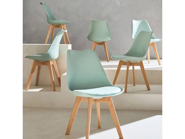 Lot de 6 chaises scandinaves vert céladon