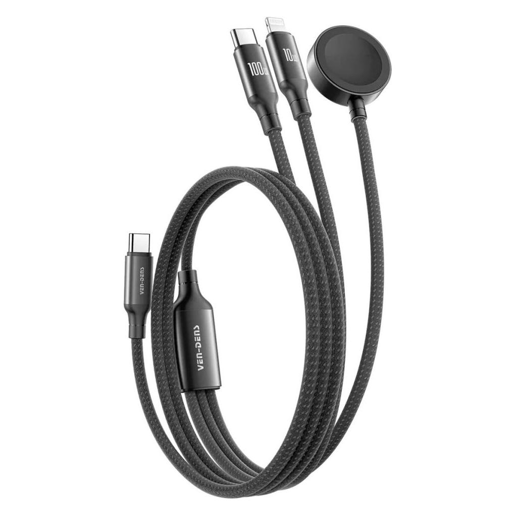 Ven-Dens 3-in-1 Flexible USB-C iPhone & Apple Watch Data & Charge Kabel (VD-WLC019)