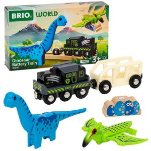BRIO Spielzeugeisenbahn 36096 Dinosaurier Batteriezug, aus Kunststoff, mit Licht & 2 Dinos, batteriebetrieben