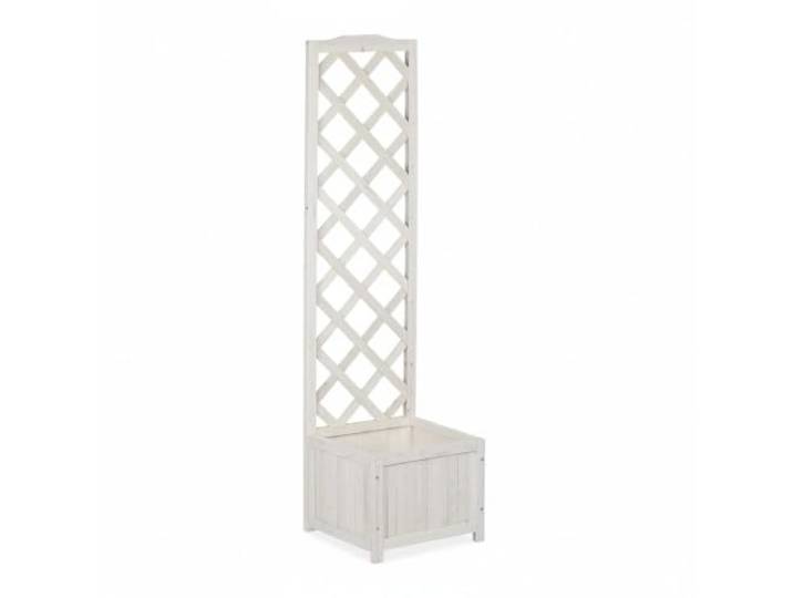 relaxdays\, blanc Jardinière avec treillis espalier Tuteur plantes grimpantes bac à fleur bois vigne rose 25 L\, 145\,5 cm