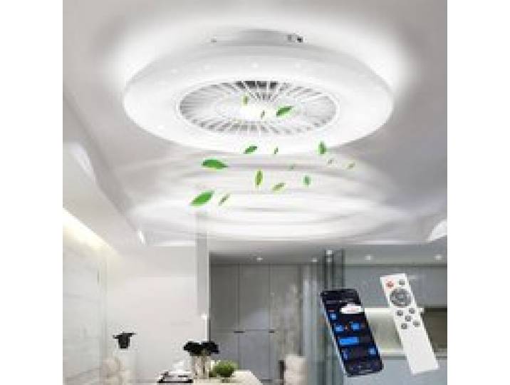 60CM LED Plafonnier avec ventilateur ventilateurs de plafond Réglage progressif de la vitesse du Blanc ( Ver.)