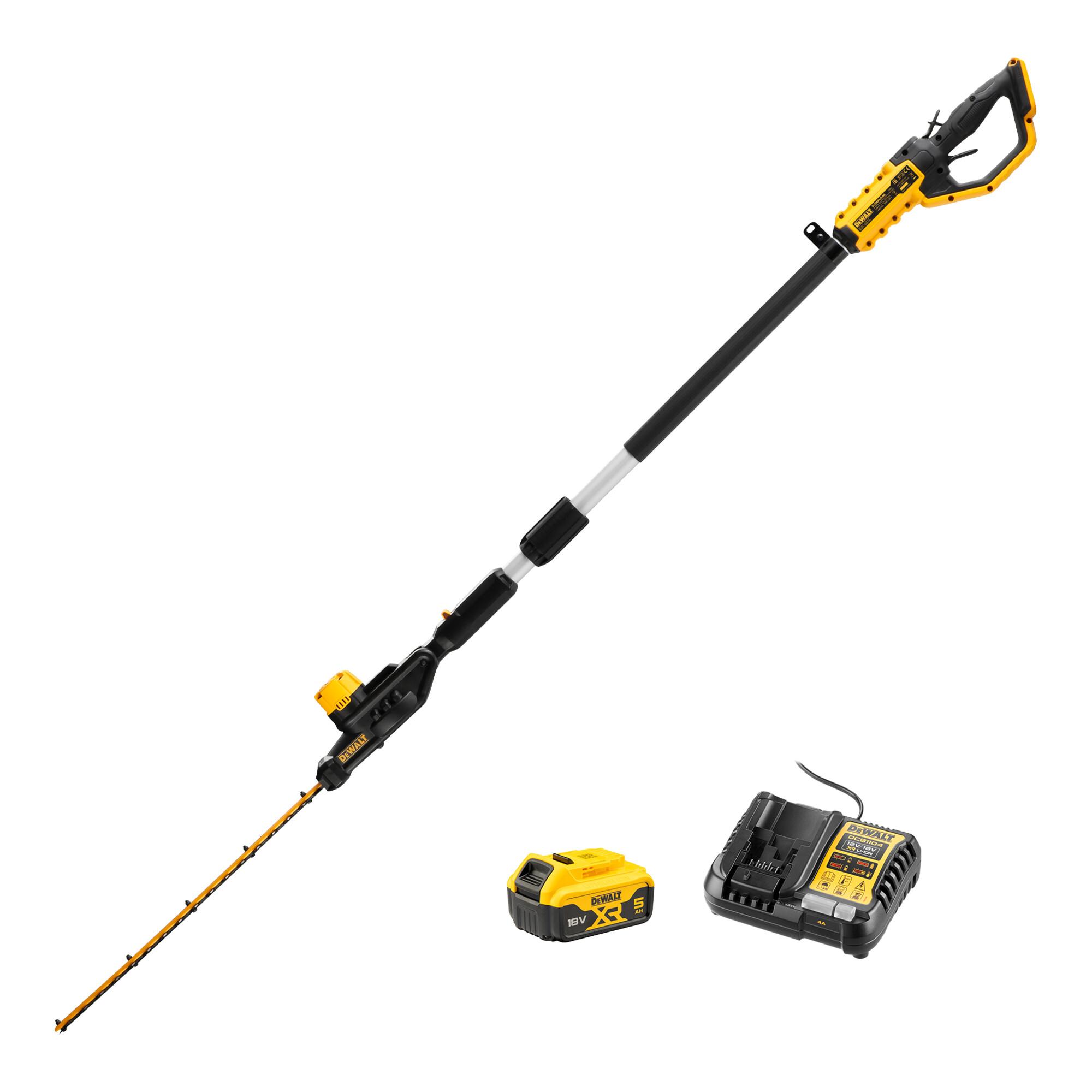 Set DeWalt Akku-Stabheckenschere 18V + Akku 5Ah + Ladegerät 4A (DCMPH566P1-QW)