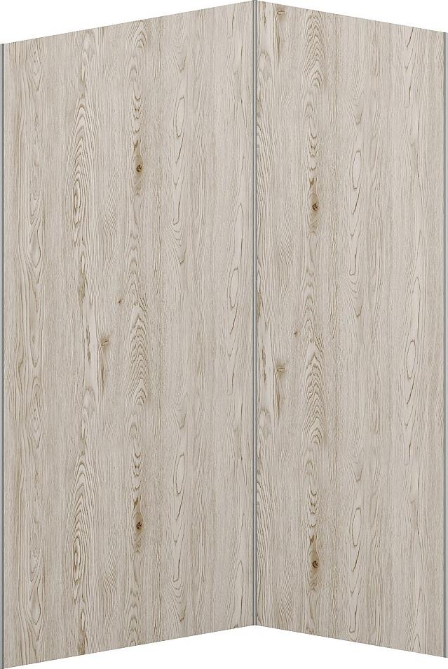 Wandpaneele Dusche 2er-Set inkl. Profile - Aluminium - 90 x 120 x 210 cm - Holz-Optik Hell - ENEKO