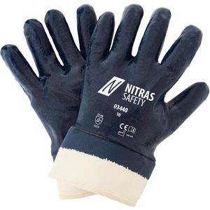 NITRAS Arbeitshandschuhe 03440, Nitril-Beschichtung, blau, Größe 9 / L, 12 Paar